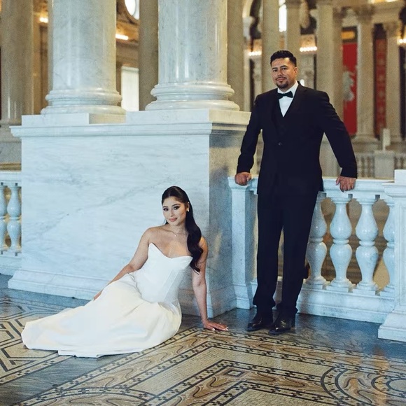 Babyboo Elegant White Strapless Dress, perfect for bridal events - Picture 6 of 9